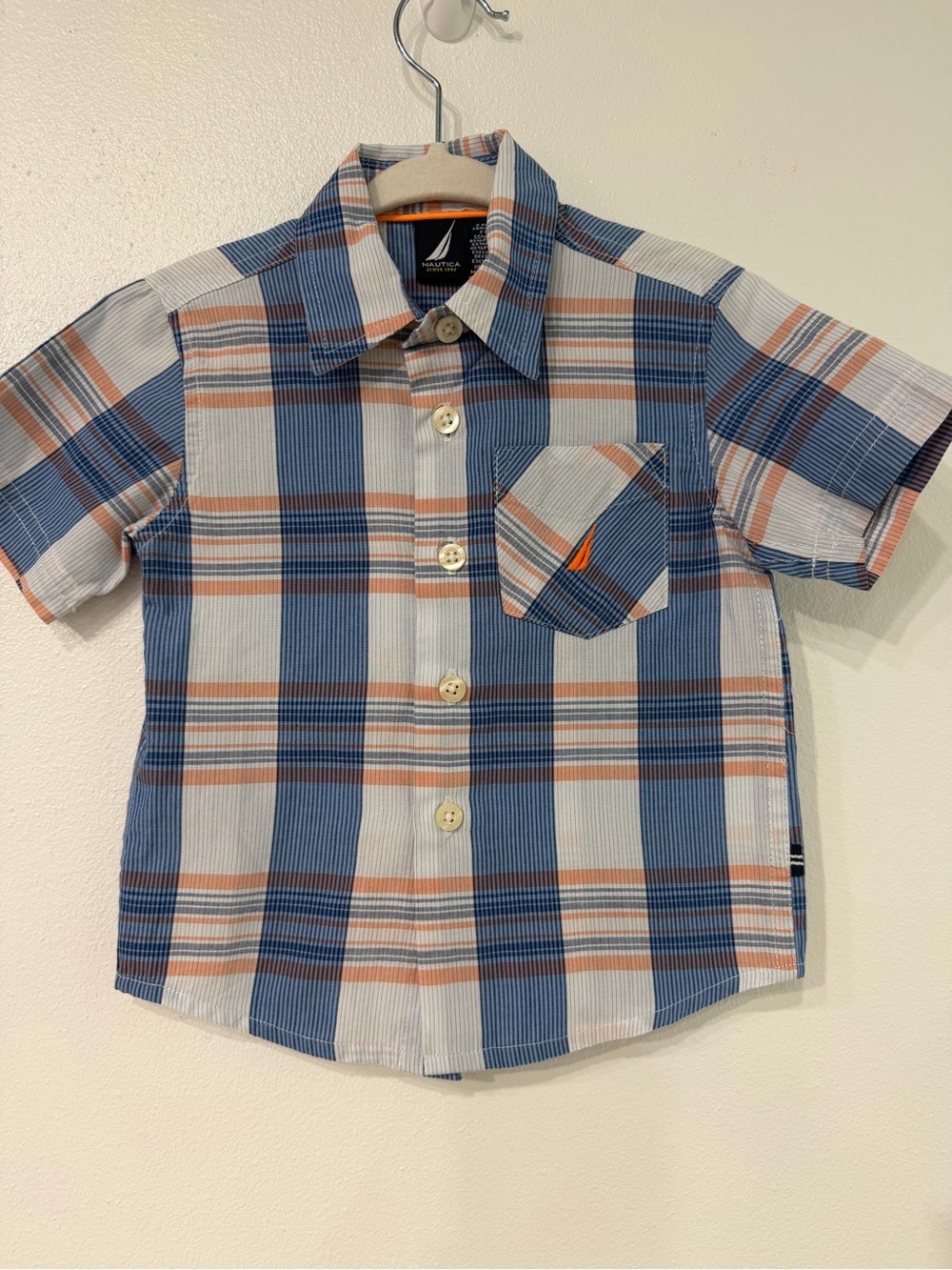 Nautica Toddler Plaid Short Sleeve Button-Down Shirt - Size 18M